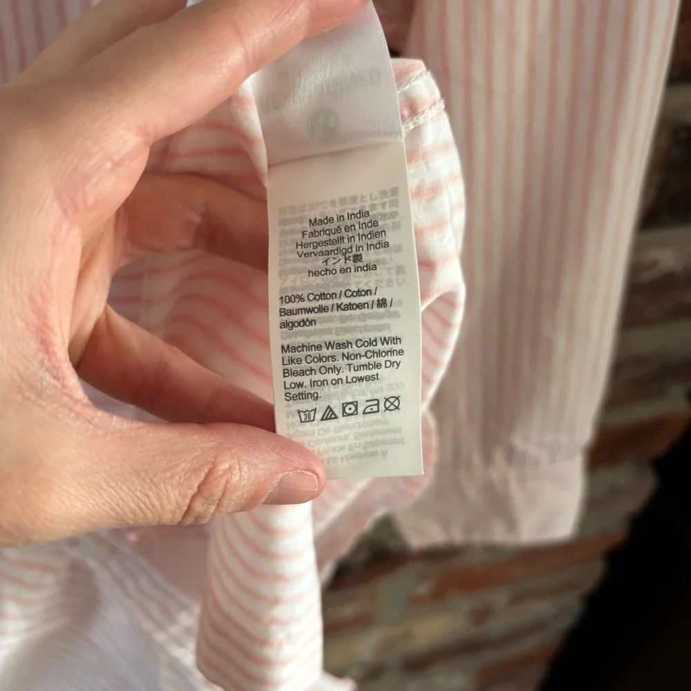 J. Crew Cotton Pink Stripe Relaxed Button Up Long Sleeve Shirt Top, 10